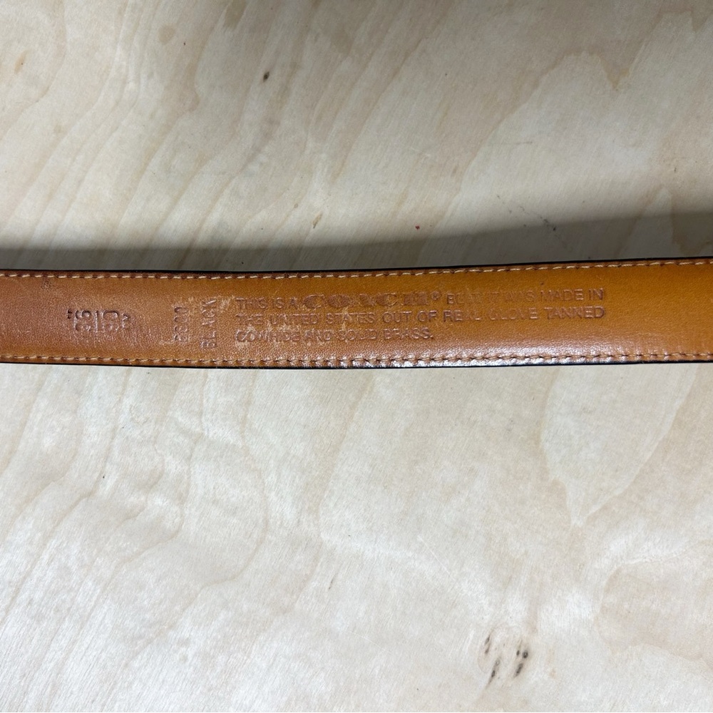 VTG COACH Black/Brown Tanned Cowhide Leather Belt #6600 Brass Buckle Sz 36”/90cm - Picture 8 of 11